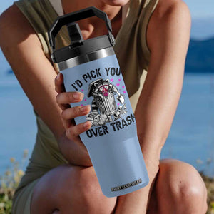 Valentine Racoon Trash Panda Flip Straw Tumbler I Would Pick You Over Trash TS14 One Size: 30 oz Light Blue Print Your Wear