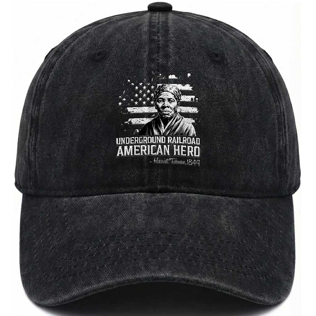 Harriet Tubman Washed Cotton Baseball Cap Underground Railroad American Hero History TS14 Washed Cap Universal Fit Black Print Your Wear