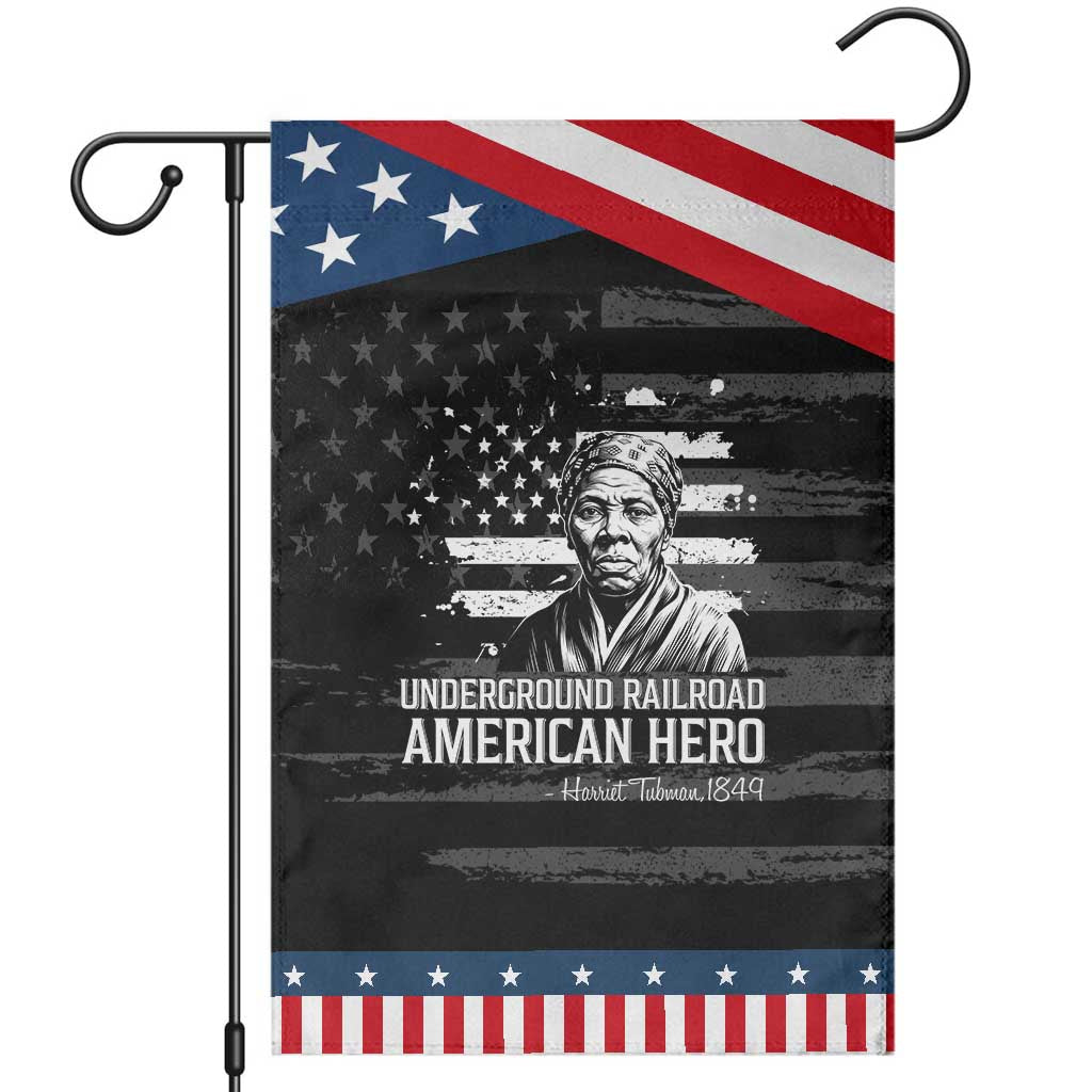 Harriet Tubman Patriotic Garden Flag Underground Railroad American Hero History TS14 Distressed Black Blue Print Your Wear
