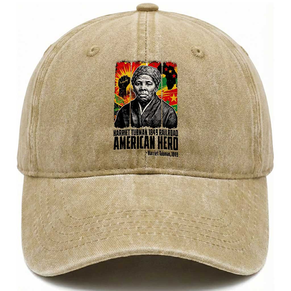 Harriet Tubman Black History Month Washed Cotton Baseball Cap Underground Railroad American Hero History TS14 Washed Cap Universal Fit Khaki Print Your Wear