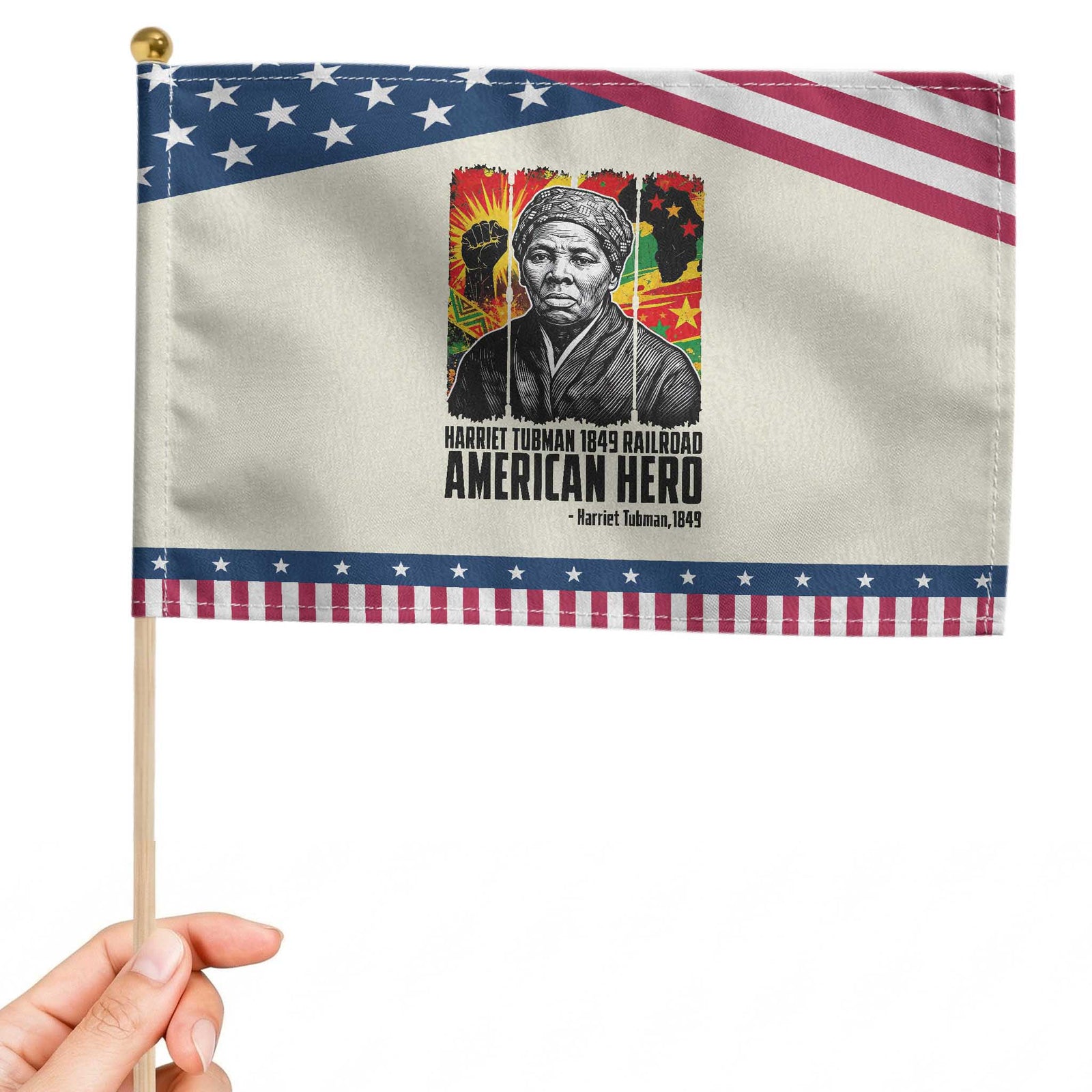 Harriet Tubman Black History Month Patriotic Handheld Flag Underground Railroad American Hero History TS14 Modern 8.2