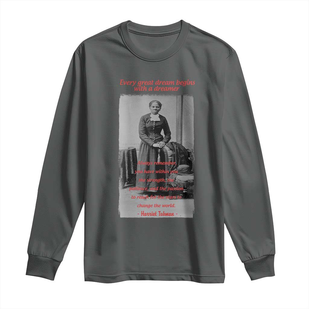 Harriet Tubman Long Sleeve Shirt Black History Month TS14 Dark Heather Print Your Wear