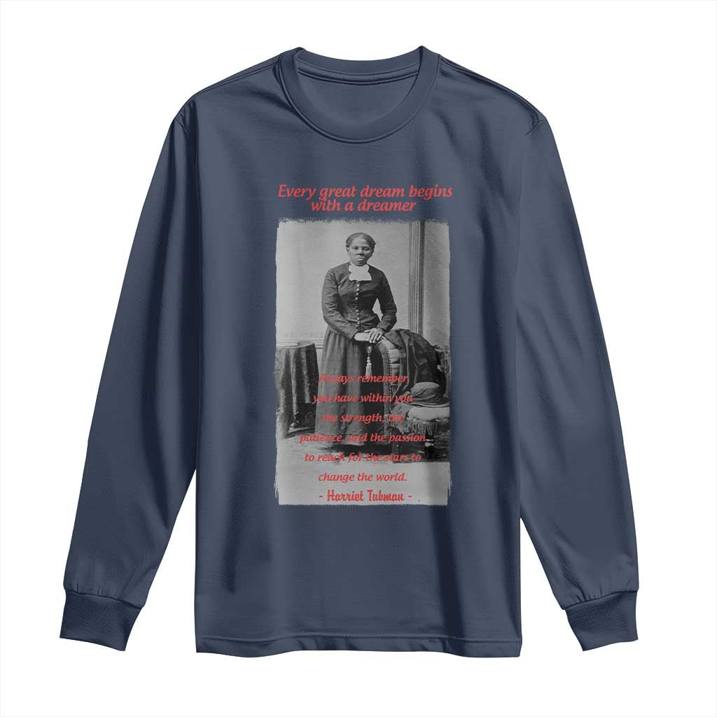 Harriet Tubman Long Sleeve Shirt Black History Month TS14 Navy Print Your Wear
