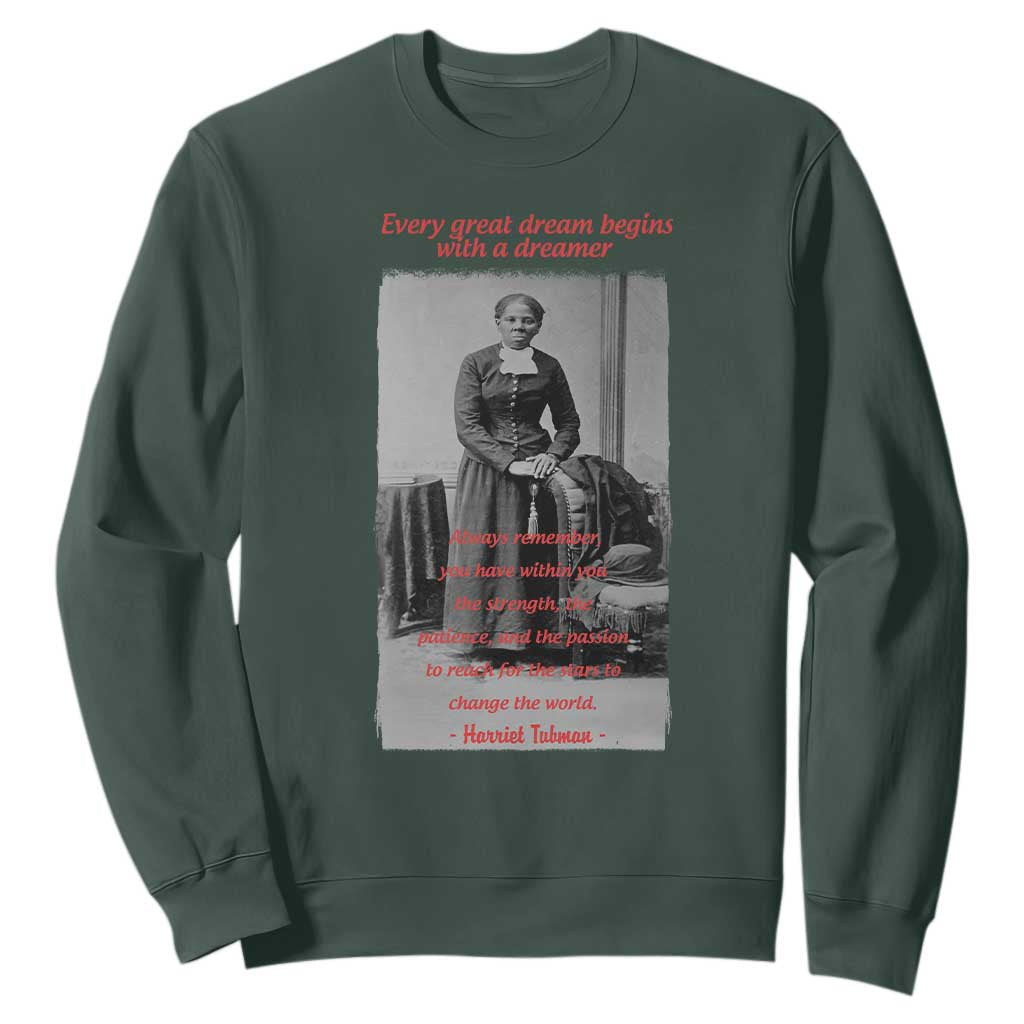 Harriet Tubman Sweatshirt Black History Month TS14 Dark Forest Green Print Your Wear