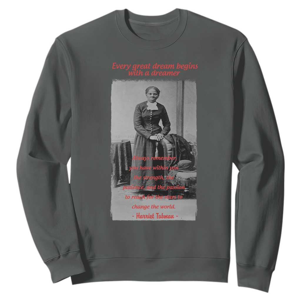 Harriet Tubman Sweatshirt Black History Month TS14 Dark Heather Print Your Wear