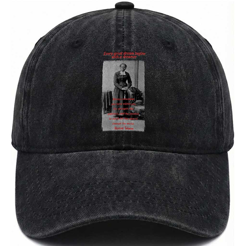 Harriet Tubman Washed Cotton Baseball Cap Black History Month TS14 Washed Cap Universal Fit Black Print Your Wear