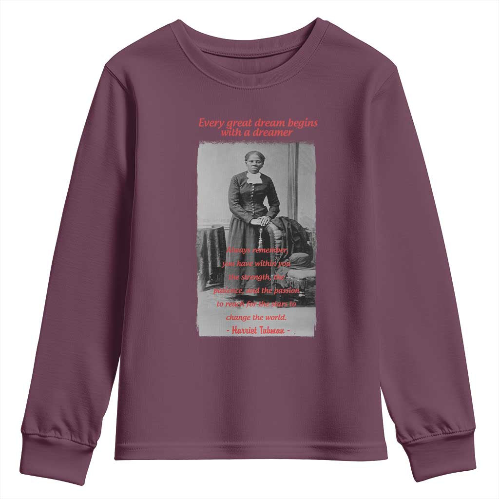 Harriet Tubman Youth Sweatshirt Black History Month TS14 Maroon Print Your Wear