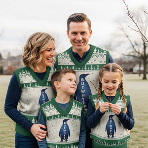 But Why Penguin V-Neck Knit Sweater Vest Funny Nihilist Hiking Meme TS14 Beige Green Print Your Wear