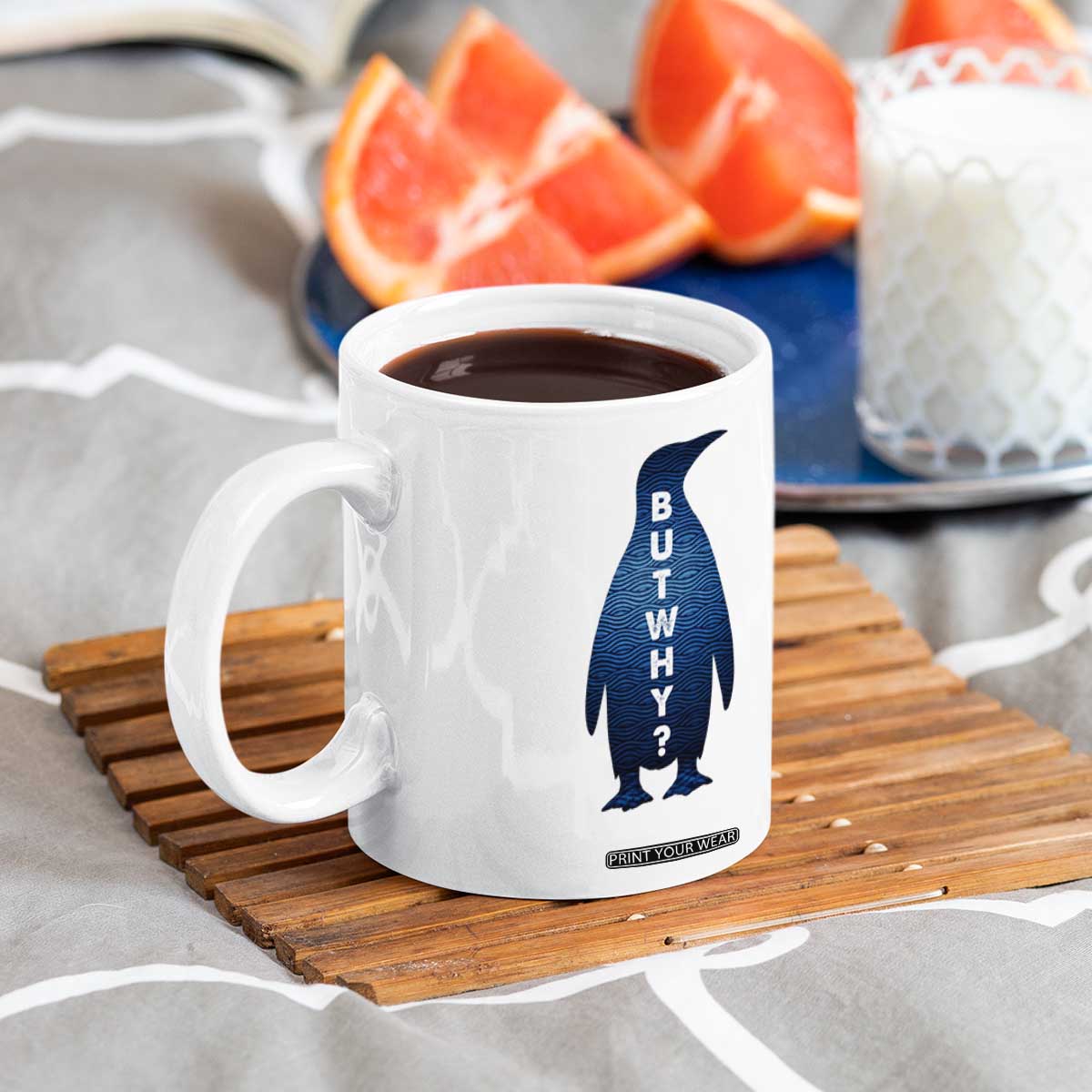 But Why Penguin Coffee Mug Funny Nihilist Hiking Meme TS14 Print Your Wear