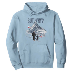 But Why Penguin Hoodie Head Towards The Mountains Penguin Meme TS14 Light Blue Print Your Wear