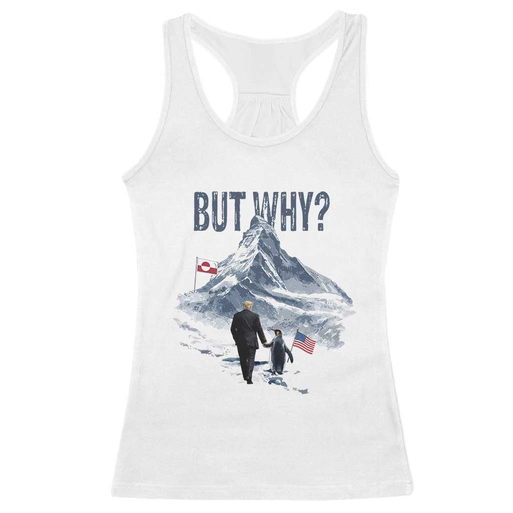 But Why Penguin Racerback Tank Top Head Towards The Mountains Penguin Meme TS14 White Print Your Wear