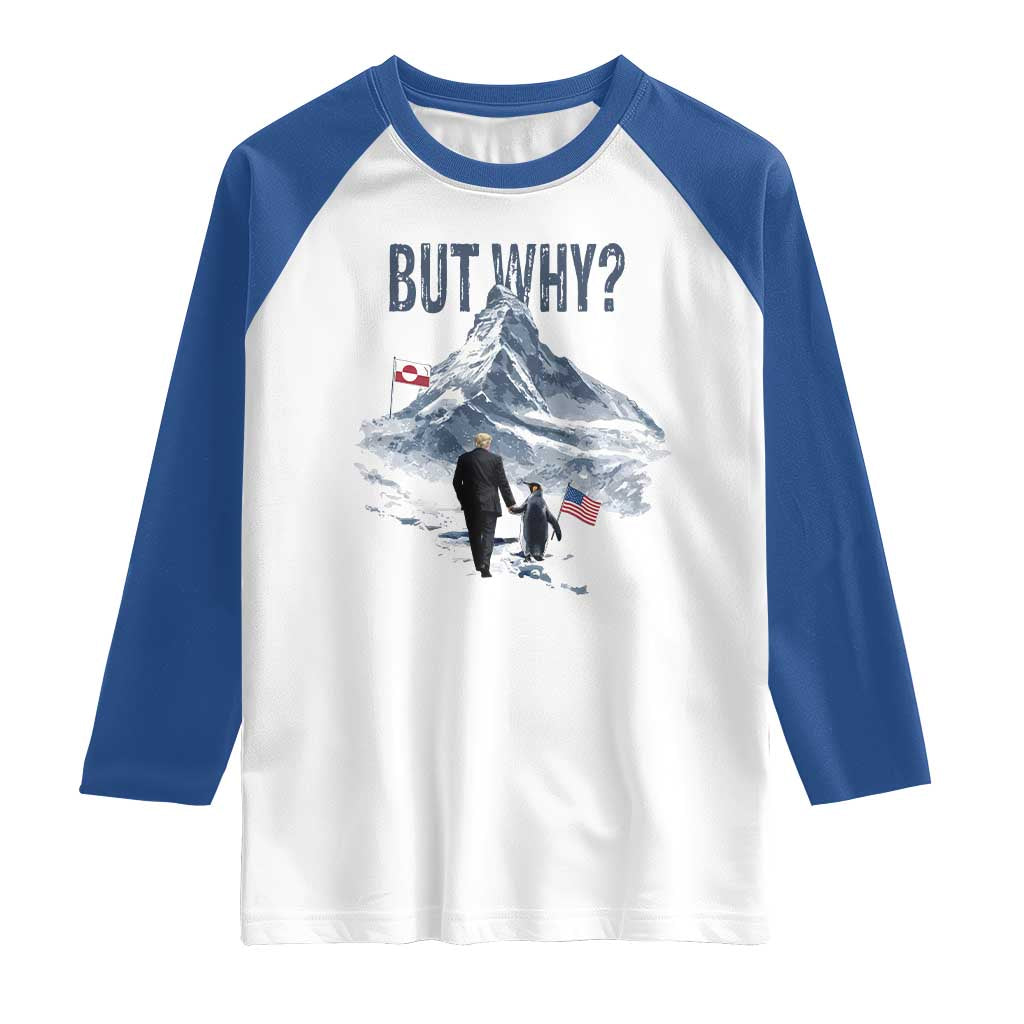 But Why Penguin Raglan Shirt Head Towards The Mountains Penguin Meme TS14 White Royal Print Your Wear