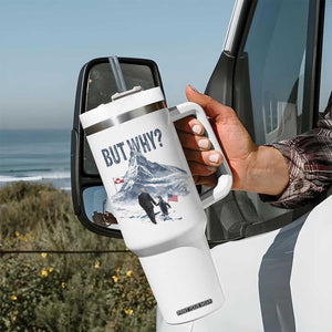 But Why Penguin Tumbler With Handle Head Towards The Mountains Penguin Meme TS14 Print Your Wear