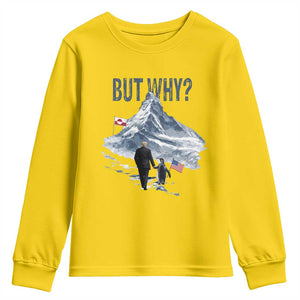 But Why Penguin Youth Sweatshirt Head Towards The Mountains Penguin Meme TS14 Daisy Print Your Wear