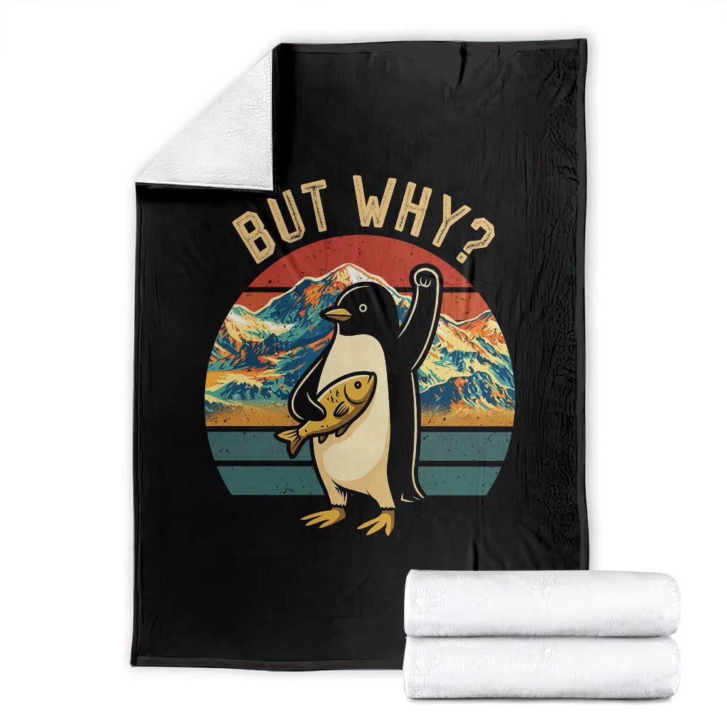 But Why Penguin Throw Blanket Nihilist Penguin Mountain Hiking TS14 Black Print Your Wear