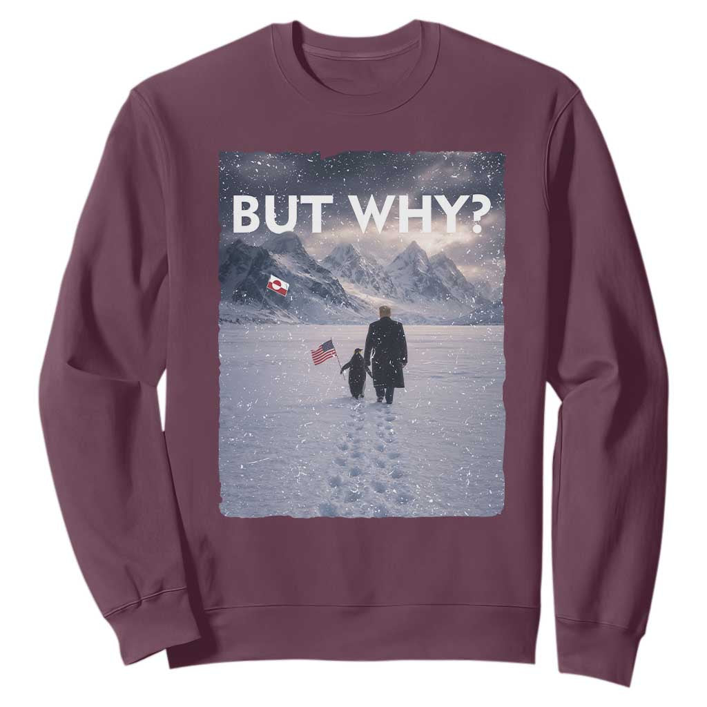 But Why Penguin Sweatshirt Trump Nihilist Penguin Political Meme Minimal TS14 Maroon Print Your Wear