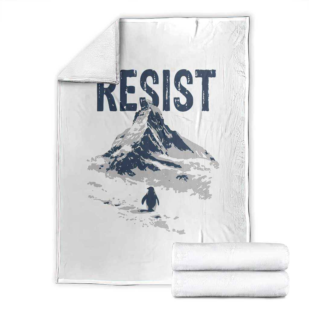 Funny Penguin Protest Throw Blanket Resist Penguin Mountain Hiking Meme TS14 White Print Your Wear