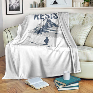 Funny Penguin Protest Throw Blanket Resist Penguin Mountain Hiking Meme TS14 Print Your Wear
