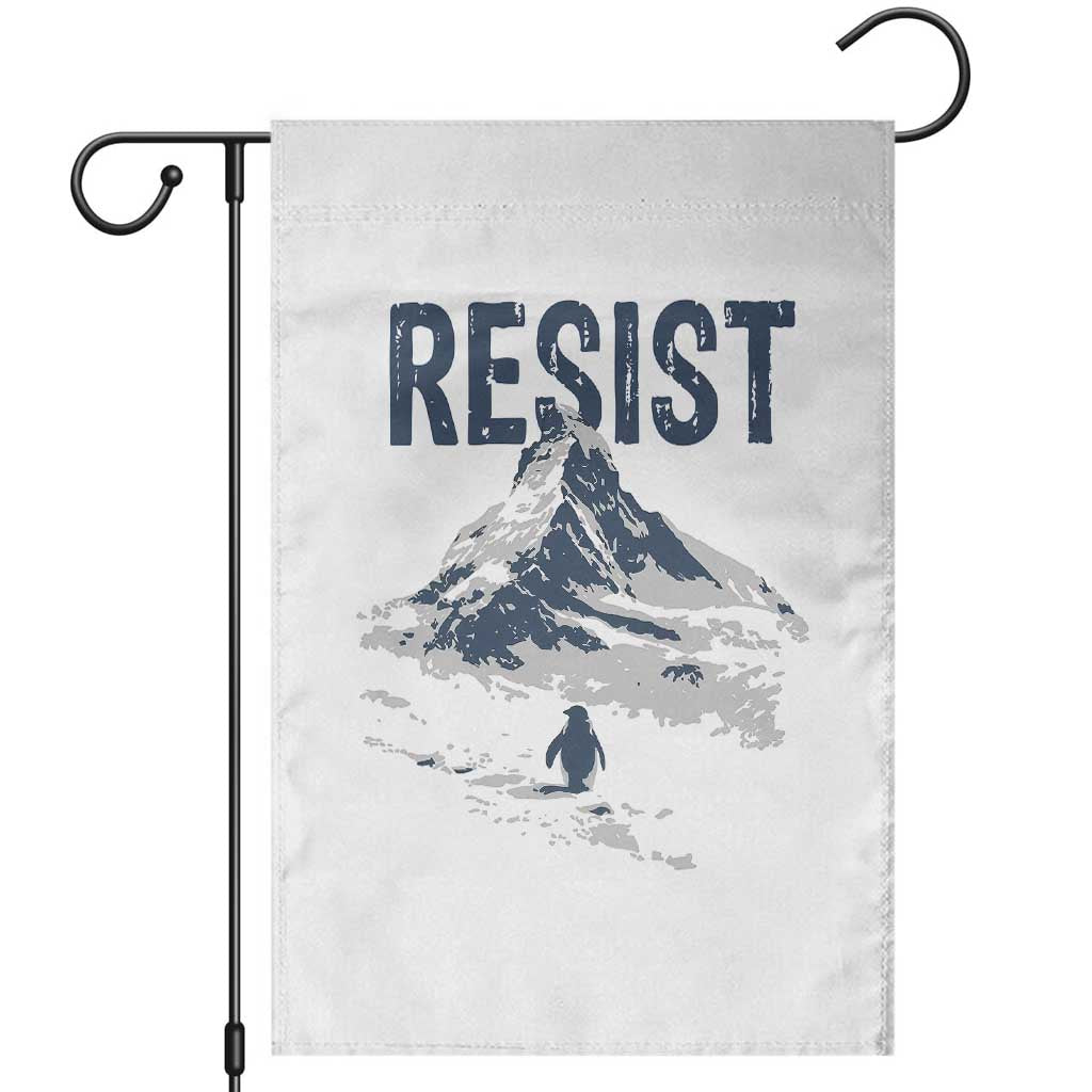 Funny Penguin Protest Garden Flag Resist Penguin Mountain Hiking Meme TS14 White Print Your Wear