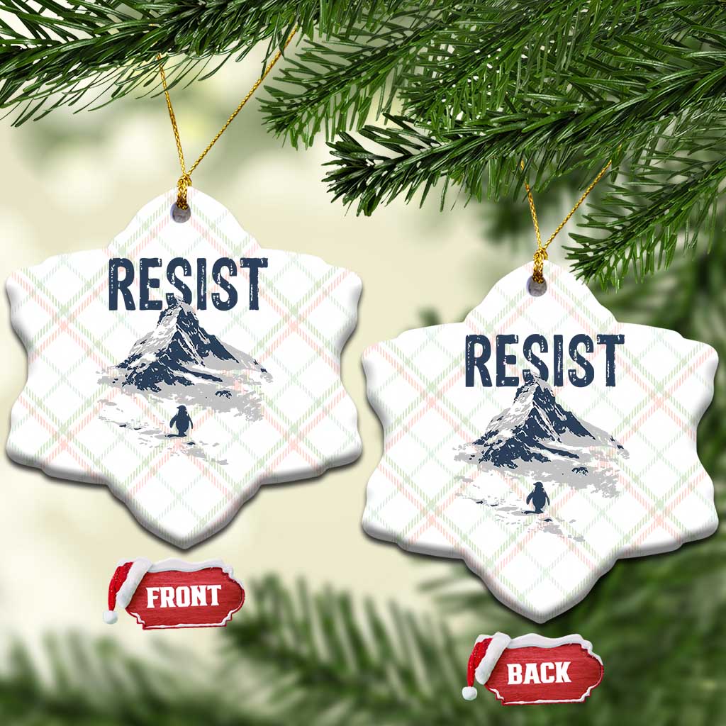 Funny Penguin Protest Ceramic Ornament Resist Penguin Mountain Hiking Meme TS14 Print Your Wear