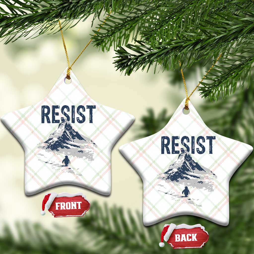 Funny Penguin Protest Ceramic Ornament Resist Penguin Mountain Hiking Meme TS14 Print Your Wear