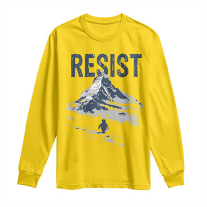 Funny Penguin Protest Long Sleeve Shirt Resist Penguin Mountain Hiking Meme TS14 Daisy Print Your Wear