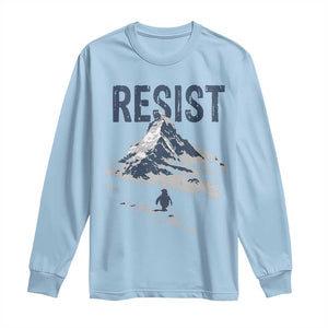 Funny Penguin Protest Long Sleeve Shirt Resist Penguin Mountain Hiking Meme TS14 Light Blue Print Your Wear