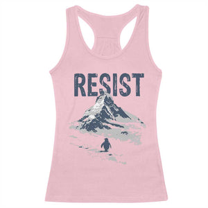 Funny Penguin Protest Racerback Tank Top Resist Penguin Mountain Hiking Meme TS14 Light Pink Print Your Wear