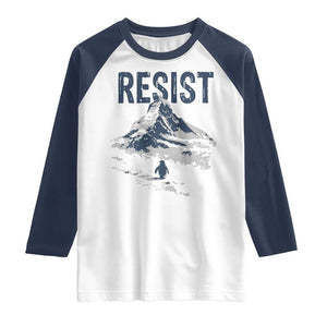 Funny Penguin Protest Raglan Shirt Resist Penguin Mountain Hiking Meme TS14 White Navy Print Your Wear
