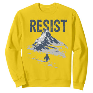 Funny Penguin Protest Sweatshirt Resist Penguin Mountain Hiking Meme TS14 Daisy Print Your Wear
