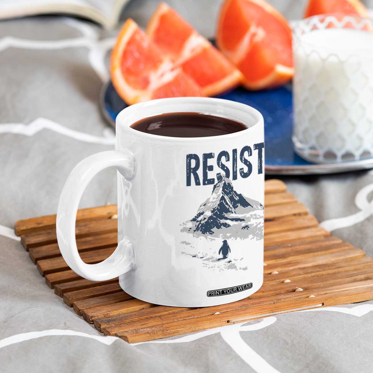 Funny Penguin Protest Coffee Mug Resist Penguin Mountain Hiking Meme TS14 Print Your Wear