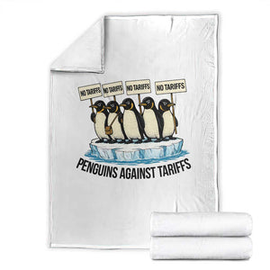 Penguins Against Tariffs Throw Blanket Resist Tariffs Subtle FDT Political Resistance TS14 White Print Your Wear