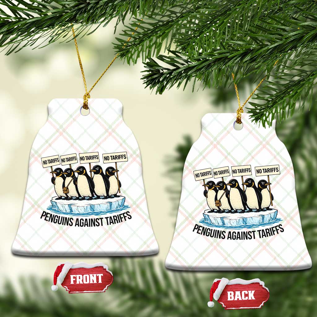 Penguins Against Tariffs Ceramic Ornament Resist Tariffs Subtle FDT Political Resistance TS14 Print Your Wear