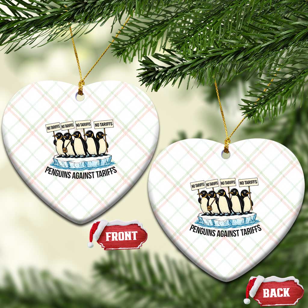 Penguins Against Tariffs Ceramic Ornament Resist Tariffs Subtle FDT Political Resistance TS14 Print Your Wear