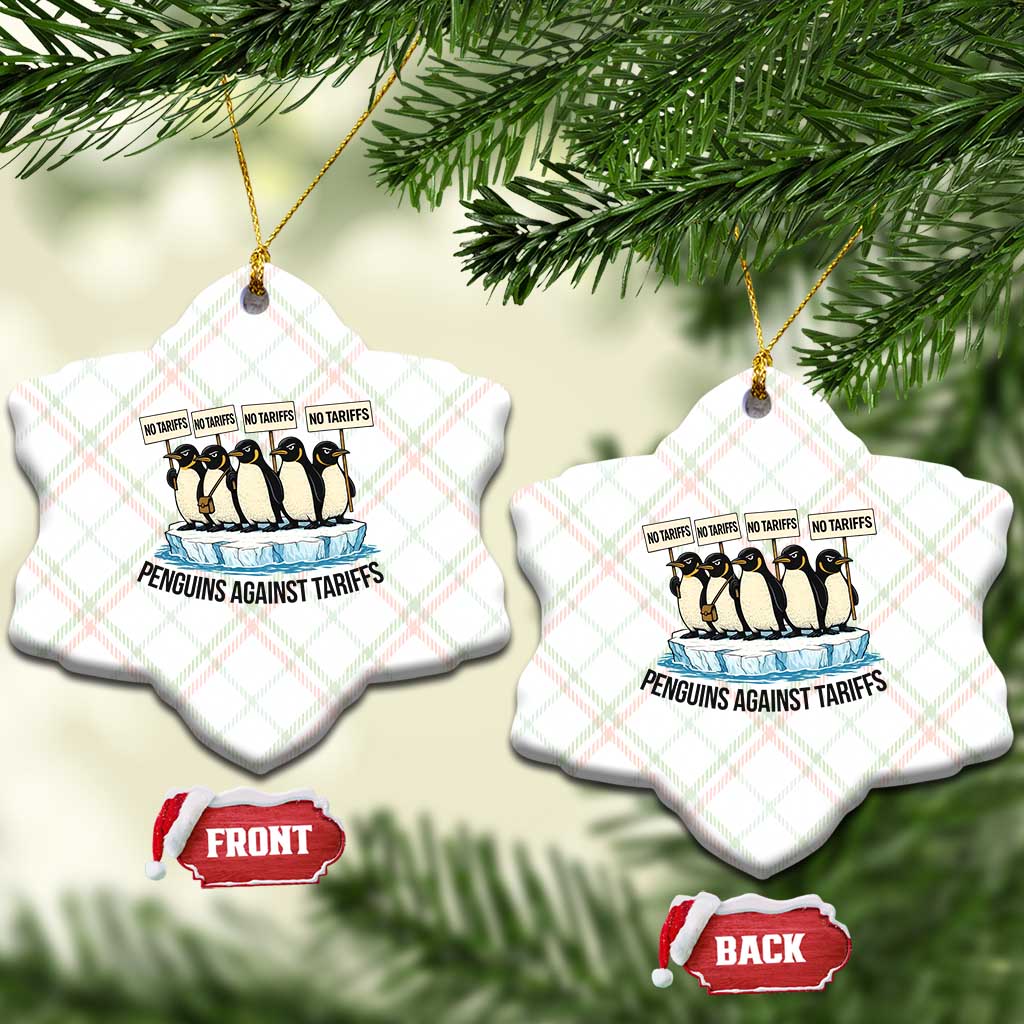 Penguins Against Tariffs Ceramic Ornament Resist Tariffs Subtle FDT Political Resistance TS14 Print Your Wear