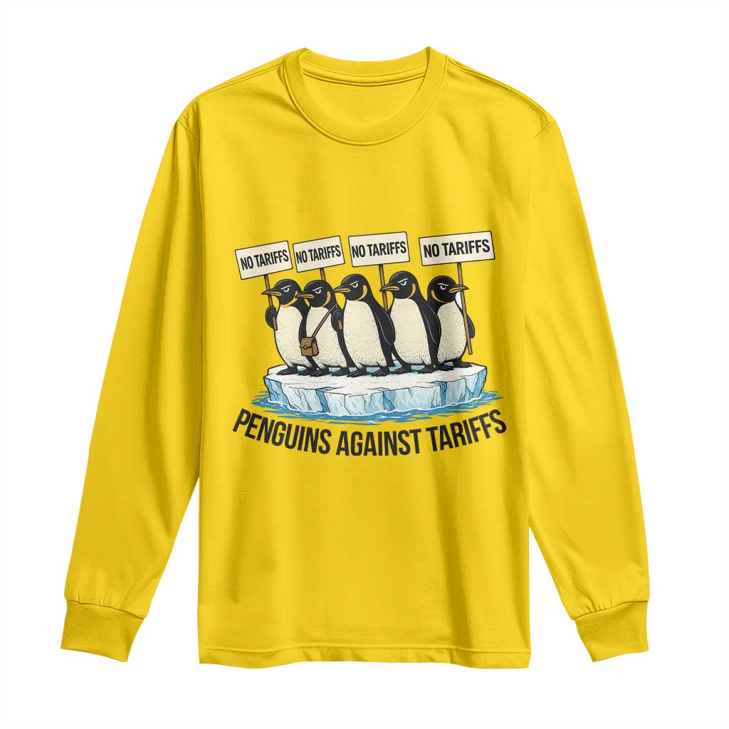 Penguins Against Tariffs Long Sleeve Shirt Resist Tariffs Subtle FDT Political Resistance TS14 Daisy Print Your Wear