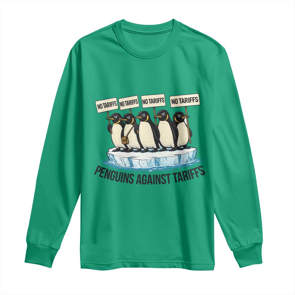 Penguins Against Tariffs Long Sleeve Shirt Resist Tariffs Subtle FDT Political Resistance TS14 Irish Green Print Your Wear