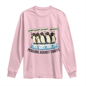 Penguins Against Tariffs Long Sleeve Shirt Resist Tariffs Subtle FDT Political Resistance TS14 Light Pink Print Your Wear