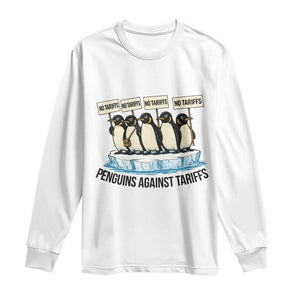 Penguins Against Tariffs Long Sleeve Shirt Resist Tariffs Subtle FDT Political Resistance TS14 White Print Your Wear