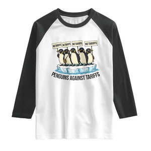Penguins Against Tariffs Raglan Shirt Resist Tariffs Subtle FDT Political Resistance TS14 White Black Print Your Wear