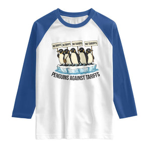 Penguins Against Tariffs Raglan Shirt Resist Tariffs Subtle FDT Political Resistance TS14 White Royal Print Your Wear