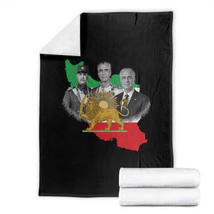 Pahlavi Dynasty Throw Blanket Three Generations Iran Lion and Sun Portrait TS14 Black Print Your Wear