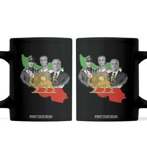 Pahlavi Dynasty Coffee Mug Three Generations Iran Lion and Sun Portrait TS14 Black Print Your Wear