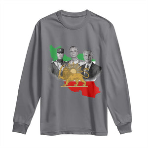 Pahlavi Dynasty Long Sleeve Shirt Three Generations Iran Lion and Sun Portrait TS14 Charcoal Print Your Wear