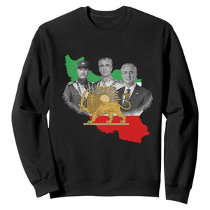 Pahlavi Dynasty Sweatshirt Three Generations Iran Lion and Sun Portrait TS14 Black Print Your Wear