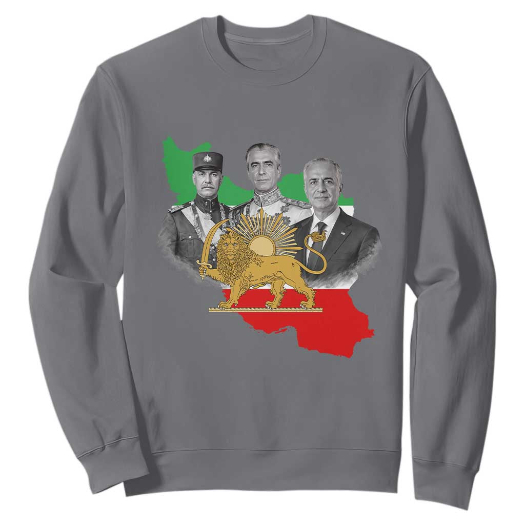 Pahlavi Dynasty Sweatshirt Three Generations Iran Lion and Sun Portrait TS14 Charcoal Print Your Wear