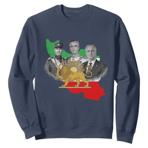 Pahlavi Dynasty Sweatshirt Three Generations Iran Lion and Sun Portrait TS14 Navy Print Your Wear