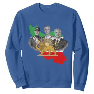 Pahlavi Dynasty Sweatshirt Three Generations Iran Lion and Sun Portrait TS14 Royal Blue Print Your Wear