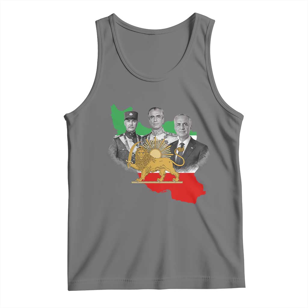 Pahlavi Dynasty Tank Top Three Generations Iran Lion and Sun Portrait TS14 Black Heather Print Your Wear