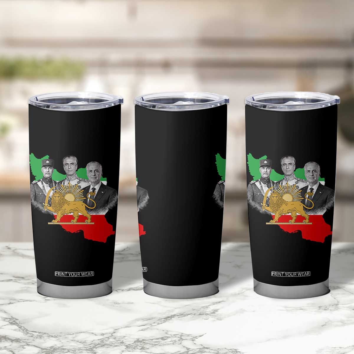 Pahlavi Dynasty Tumbler Cup Three Generations Iran Lion and Sun Portrait TS14 Print Your Wear